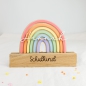 Preview: Kartenhalter - Bildhalter - Fotoständer - Postkartenhalter aus Holz mit buntem Regenbogen Acryl - Einschulung