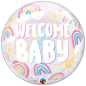 Preview: Folienballon - Bubble - Tranparent - Welcome Baby - Regenbogen - 56 cm