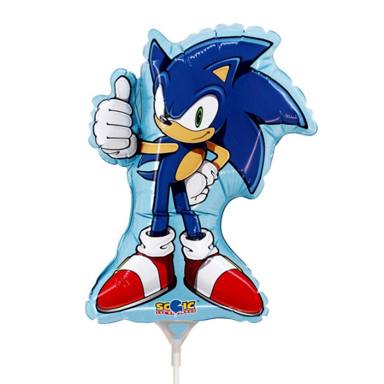 Folienballon am Stab - luftgefüllt - Sonic the Hedgehog - 35 cm