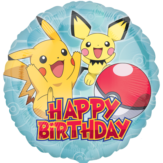 Folienballon - Pokemon - Happy Birthday - Rund - 43 cm
