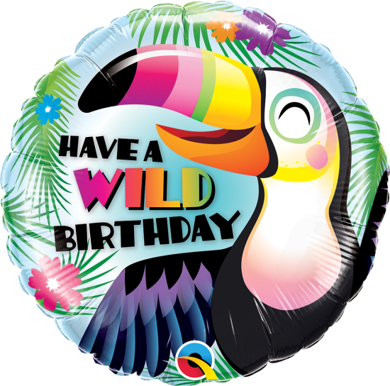 Folienballon - Happy Birthday - Dschungel - bunter Vogel - Tukan