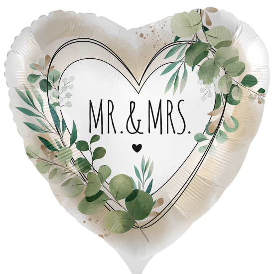 Folienballon - Mr. & Mrs. - Natural - Herz - 43 cm