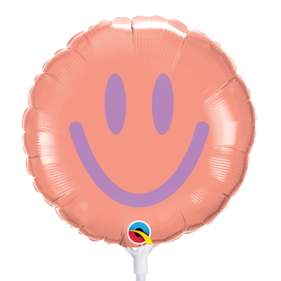 Folienballon am Stab - luftgefüllt - Emoji - Smiley - zwei verschiedene Designs - Rosa - Rot